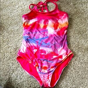 Bright Pink Tropical One-Piece Swimsuit